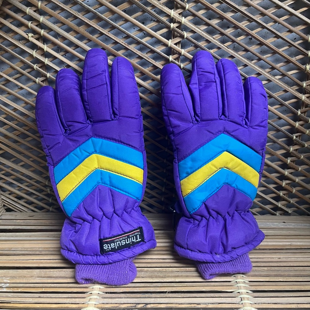 Vintage Thinsulate Gloves - Women’s Size M Thermal Insulation Purple blue